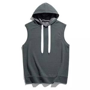 Sweat à capuche sans manches pour hommes, extensible et confortable pour le fitness, la musculation, les sports de plein air, teint en couleur unie - Product Image 4