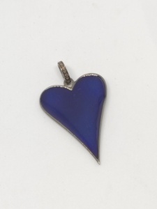 Corazón azul esmalte pavé diamante colgante 925 plata esterlina estilo Vintage negro rodio plateado 35x25MM para fiesta de boda - Product Image 3