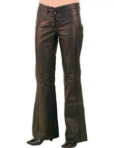 Vente en gros 2026 Pantalons en cuir sur mesure pour femmes Pantalons en cuir décontractés à taille mi-haute avec dentelle pour l'hiver Plat OEM disponible - Product Image 6