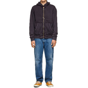 Customizable Wholesale Men's Acid Wash <b>Vintage</b> <b>Zip</b>-<b>Up</b> <b>Hoodie</b> with Custom Embroidery Logos Winter Waterproof Cotton Fleece Fabric - Product Image 4