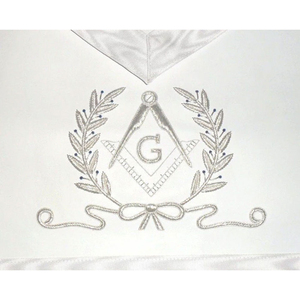Tablier Master Mason Blue Lodge Blanc Brodé à la Main Logo Personnalisé Maçonnique Regalia Tissu Cousu Personnalisable Couleurs 3D LED - Product Image 3