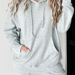 Sweat à capuche pour femme grande taille de haute qualité, brodé, uni, teint, 100% coton, coupe-vent, mode d'hiver, vente en gros personnalisée - Product Image 4