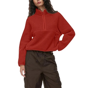 Sudadera Corta con Media Cremallera para Mujer, Cuello Alto, Manga Larga, Color Sólido, Ropa Deportiva, Blusa Informal Holgada para Mujer - Product Image 5