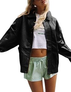 Personnalisé prix de gros nouvelle mode surdimensionné Faux cuir veste pour femmes fermeture éclair manteau d'hiver pour les femmes 2026 - Product Image 3