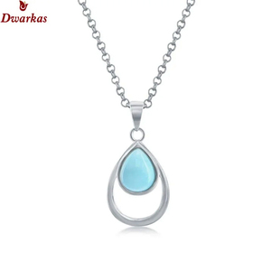 Pendentif Charme en Argent Sterling 925 avec Larimar Naturel et Zircon Sertis – Design Unique, Bijou Élégant pour Cadeau - Product Image 6