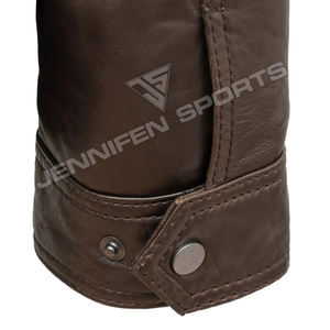 Blouson de moto en cuir de vache véritable pour homme, coupe-vent d'hiver, respirant, manches longues, doublure matelassée, plusieurs poches sur le devant, boutons - Product Image 5