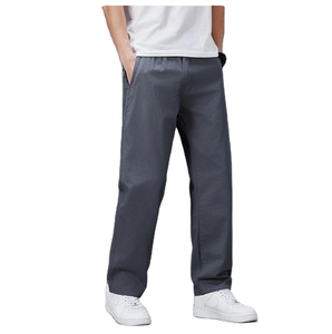 Pantalon décontracté en toile mi-lourde pour hommes et hommes grande taille, taille élastique, coupe droite, écologique, respirant, pour l'été - Product Image 3