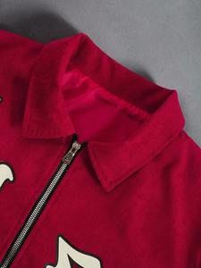 Chaqueta Bomber de un solo botón Y2K de Hip Hop para invierno/primavera estatua Liberty estampado Vintage Unisex lana bordada a prueba de viento - Product Image 3