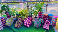 Sacs fourre-tout indiens en nylon recyclé rayé tissé, avec fermeture éclair longue, portés épaule, écologiques, personnalisables, de haute qualité