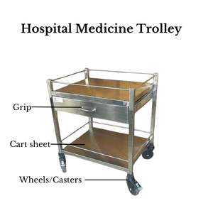 Chariot métallique à cadre en fer durable avec roulettes verrouillables pour un déplacement sûr et facile sur les lieux de travail - Product Image 2