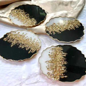 Sous-verres en bois faits à la main paillettes océan marbre époxy conception personnalisable couleur/taille/Logo Style moderne pour la maison Table basse - Product Image 6