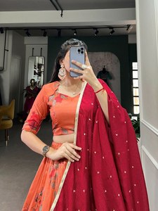South-Style Modern Design New Arrival Tussar Silk Embroidery Work Lehenga Choli Collection for Wedding Occasions Wear - Product Image 4