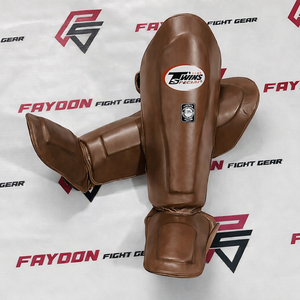 Espinilleras de Boxeo Muay Thai Personalizadas para Gemelos, Color Naranja, Equipo de Entrenamiento, Protección de Cuero para Piernas y Espinillas - Product Image 2