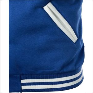 แจ็คเก็ตบอมเบอร์เบสบอลวิทยาลัยสำหรับผู้ชายแจ็คเก็ตแขน PU แบบลำลองปักโลโก้ได้ตามต้องการ - Product Image 5