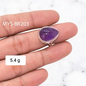 แหวนเงินอเมทิสต์สีม่วงแหวนลูกแพร์ตัดขอบเป็นพลอยสีเงินสเตอร์ลิงแหวนละเอียดเครื่องประดับ - Product Image 1