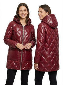 Veste matelassée longue à capuche chaude pour l'hiver, vente chaude, manteau rembourré chaud, fermeture éclair, poches avant, manteaux matelassés pour femmes - Product Image 6