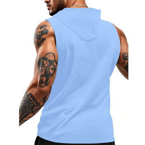 High Quality <b>Men</b> Active Wear <b>Sleeveless</b> Zipper <b>Hoodies</b> With Front Hand Pockets <b>Sleeveless</b> Gym Custom <b>Hoodies</b> - Product Image 6