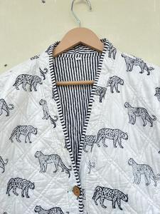 Veste de style kimono animalier, faite à la main, imprimée au bloc, en coton indien, vêtements pour femmes, toutes saisons - Product Image 5