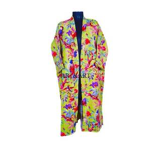 Nuevo Kimono de Baño Acolchado Kantha Hecho a Mano para Mujer, Elegante y Térmico, de Algodón, Manga Larga, con Diseño Floral - Product Image 2