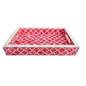 ถาดไม้ใส่เครื่องประดับเรซินรูปร่างทรงสี่เหลี่ยมผืนผ้าแบบชนบทถาดเสิร์ฟพร้อมที่จับสำหรับบ้านและร้านอาหาร - Product Image 3