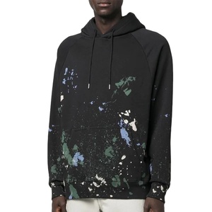 Sudaderas con capucha de manga raglán con logotipo personalizado de algodón 100% para hombre, Sudadera con capucha de pintura, Jersey informal de gran tamaño, sudaderas con capucha de peso pesado para hombre - Product Image 1