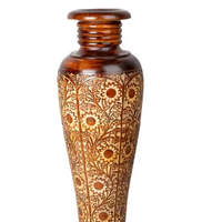 Vase de sol en bois de Sesham haut et lourd finement conçu Vase à fleurs en bois long rustique décor élégant pour le bureau à domicile