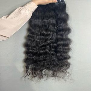 Paquete de cabello humano virgen de templo indio crudo 12A grado ondulado rizado con estilo de onda profunda suelta de alta calidad incluye cierre Frontal - Product Image 1