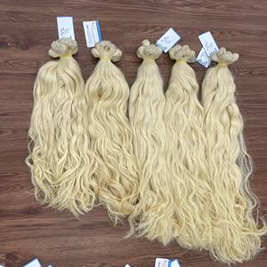 Rubio #613 color natural ondulado 100% Virgen Remy Extensiones de cabello humano Estilo de lujo de Thanh An hair - Product Image 5