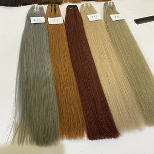 Extensions de cheveux russes de qualité supérieure, à cuticules alignées, Remy vierge, trame plate, couleur personnalisée, Double paquet de cheveux dessinés - Product Image 3