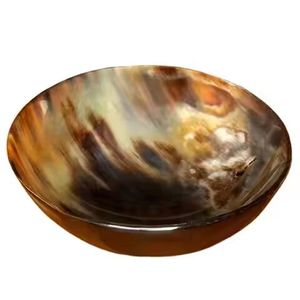 Bol à salade en corne de vache sculptée naturelle de haut rang Table à manger écologique Bol décoratif de fruits Design classique-Prix de gros - Product Image 1