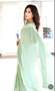 Nouveau Design Georgette Net Tissu Sarees avec Broderie Lourde Travail à la Main pour Adultes Fêtes de Mariage Indien Pakistanais Vêtements - Product Image 2