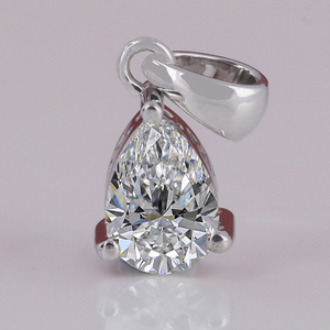 18KT ผู้หญิงสีขาวทึบจี้ทองลูกแพร์ลูกแพร์ CUR ห้องปฏิบัติการปลูกเพชรทุกโอกาสจี้ทองชุบทองน้อยที่สุดเครื่องประดับร่างกาย - Product Image 1