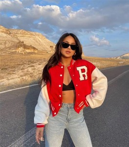 2025 Autumn Women's Long Sleeve Bomber Jackets Streetwear Y2K Female Casual <b>Stand</b> Collar Letters Print <b>Coats</b> Tops Varsity Jacket - Product Image 6