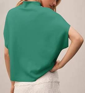 Transpirable de gran tamaño de Color verde elegante cuello simulado camiseta logotipo personalizado Camiseta cuello grueso cuello simulado camiseta de peso pesado - Product Image 2