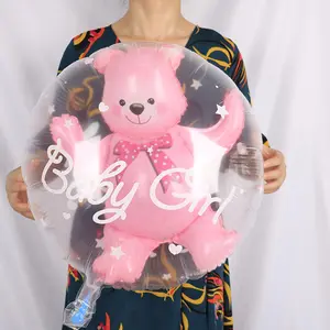 Balões transparentes 4d de urso, transparente de bolha de urso para meninos e meninas, decoração de chá de bebê balão bobo