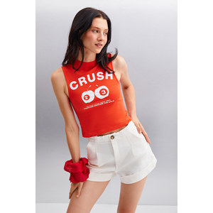 AZURA Women's Slim Fit Organic Cotton <b>Crop</b> <b>Top</b> T-Shirt-Breathable <b>Red</b> - Product Image 4