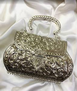 Decorative Bridal Metal Bag for Women <b>Wedding</b> Party Wear Heavy Stone Work Evening <b>Clutch</b> Purse Suppliers India - Product Image 3