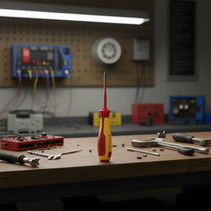 Knipex Slim <b>Screwdriver</b> for Cross-Recessed Pozidriv Burnished VDE Screws VDE Certified Product - Product Image 3