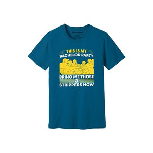 Camiseta de tela de algodón 100% con estampado de temas de fiesta 160-180 a GSM pesado 12 colores disponibles Personalice su propio diseño y colocación - Product Image 1
