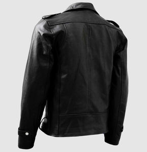 Veste de moto en cuir de vachette de qualité supérieure pour homme, imperméable, col montant, logo frontal - Product Image 6