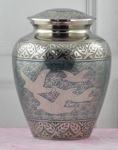 Urne funéraire en métal argenté, élégante et durable, pour cendres humaines, souvenir commémoratif pour adultes. - Product Image 1