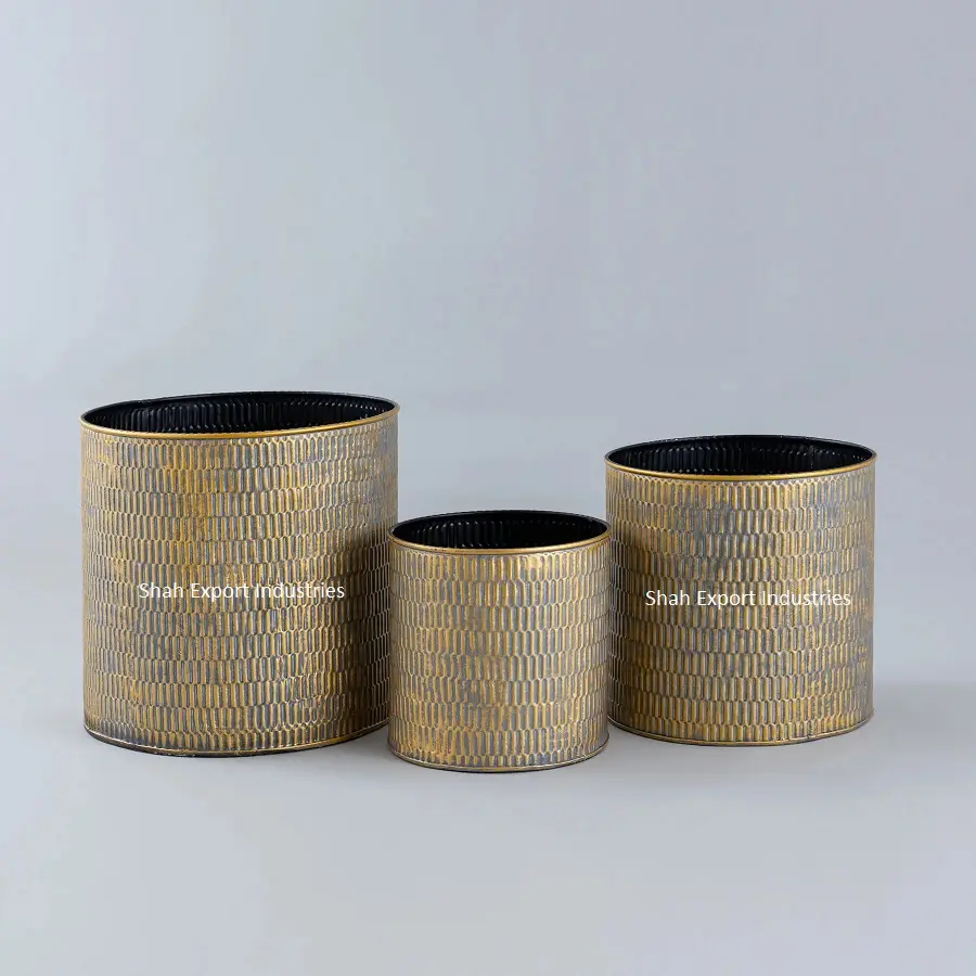 Brass Antique Hammered Planters Set of 3 With Elegant Look Patina Decorative Flower Pot at Export Price