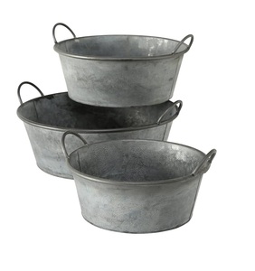 Hot Selling <b>Large</b> Bucket Galvanized Steel Planters Oval Galvanized Plain Planter Galvanized Planter with Handles at Lowest Price - Product Image 6