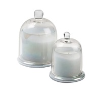 Pot à bonbons de stockage de bougie parfumée mate transparente pour décoration de la maison personnalisée avec dôme de couverture de cloche en verre