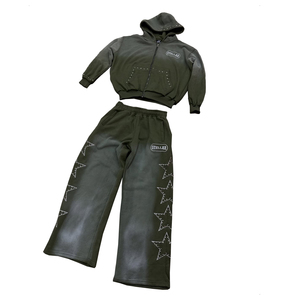 Fabricante de Conjuntos de Sudadera con Capucha y Pantalones Cortos de Estilo Urbano Personalizado, Extra Grande, Vintage, con Estampado Gráfico, de Peso Pesado, 450 g/m² - Product Image 6