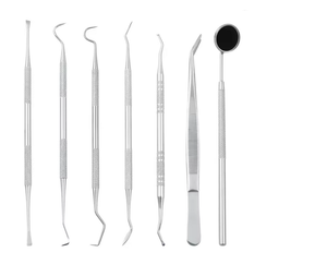 Kit de herramientas dentales profesionales de acero inoxidable 7 en 1, juego de cuidado bucal Manual con espejo Dental reutilizable hecho de plástico metálico - Product Image 2