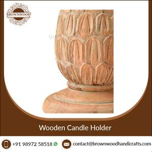 Candelabros antiguos blancos de madera de mango para Navidad y boda Candelabro de madera decorativo para el hogar Candelabros de madera - Product Image 4