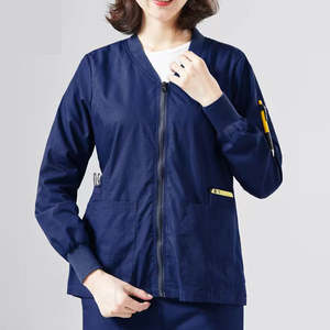 Veste de gommage à glissière uniforme à manches longues soins infirmiers veste à glissière médicale uniformes coton Scrubs Vestes - Product Image 4