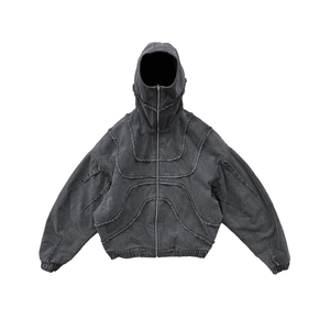 เสื้อฮู้ดมีซิปมีฮู้ดสไตล์ฮิปฮอปของผู้ชายโอเวอร์ไซส์ - Product Image 2