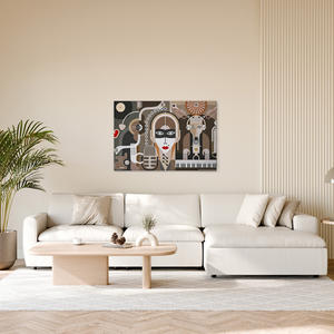 Made In Germany - Home Decor Canvas <b>Picture</b> Pop Art Abstract - <b>Wall</b> Mural In Brown And Grey - Canvas <b>Picture</b> On Stretcher Frame - Product Image 3